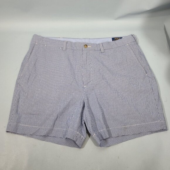 Polo Ralph Lauren 6" Blue White Houndstooth Bermuda Shorts Men's Size 36 - Picture 1 of 5